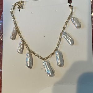 Freshwater pearl and faux gold link necklace - banana republic NWT - exquisite